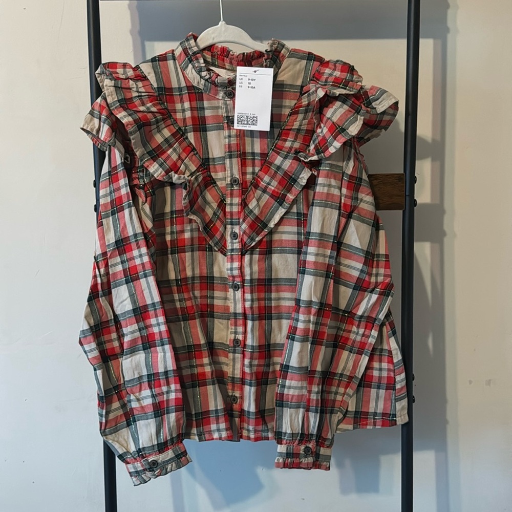 H&M Flounce Trimmed Blouse • girls size 10 • NWT